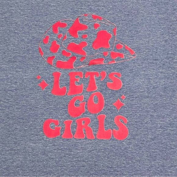 Let's Go Girls V-Neck T-Shirt Blue Heather Size‎ Small - Picture 1 of 4